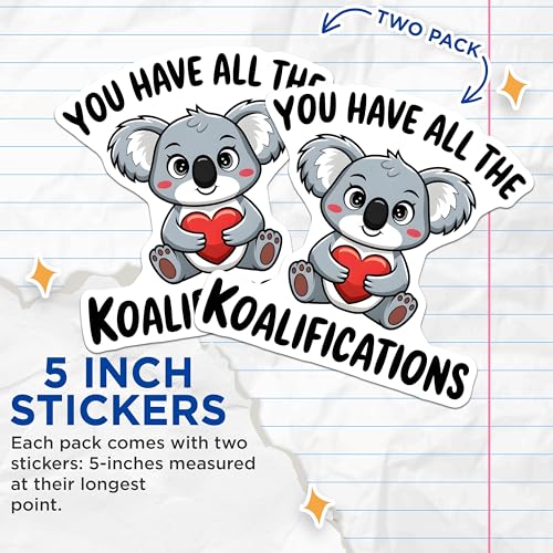(2 Pack) Cute Koala Stickers - Inspirational Funny Quote Stickers - Animal Pun Stickers - 5" On Longest Side - Sticks to Smooth Flat Surfaces - Made in USA - BMCS3763
