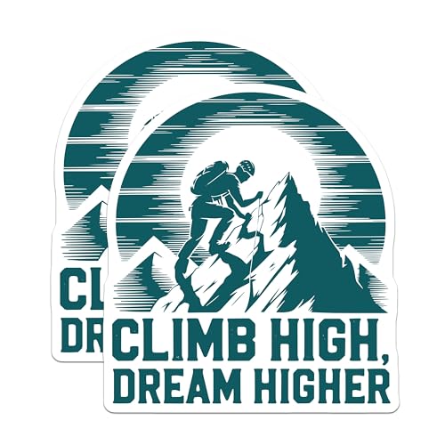 (2 Pack) Adventure Stickers - Motivational Quote - Climbing Stickers - 5" On Longest Side - Sticks to Smooth Flat Surfaces - Made in USA - BMCS5724