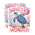(2 Pack) Sea Turtle Magnets - Ocean Animal Decor - Waves Wonder Inspirational Art - 5 Inches On Longest Side - Thick Durable Magnet - Made in USA - MAG20361