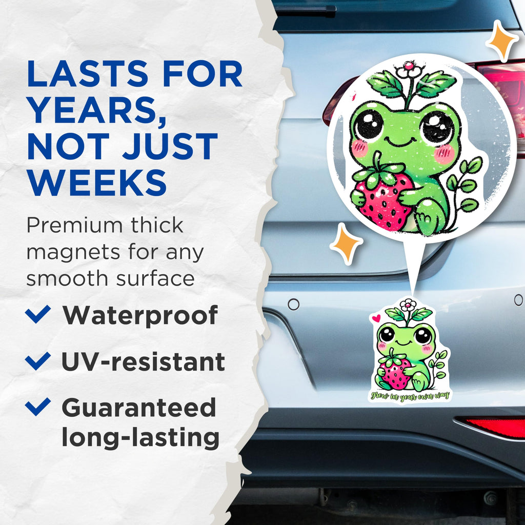 (2 Pack) Cute Frog Grow in Your Own Way Magnets - Animal Themed Magnets - Inspirational Magnets for Kids - 5" On Longest Side - for Cars, Fridges, Toolboxes - Made in USA - MAG3723