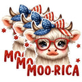 (3 Pack) Patriotic Cow Decals - Moo Rica - Fourth of July Decorations - 3 Inches On Longest Side - Easy Peel & Apply - Made in USA - 3MCS1541