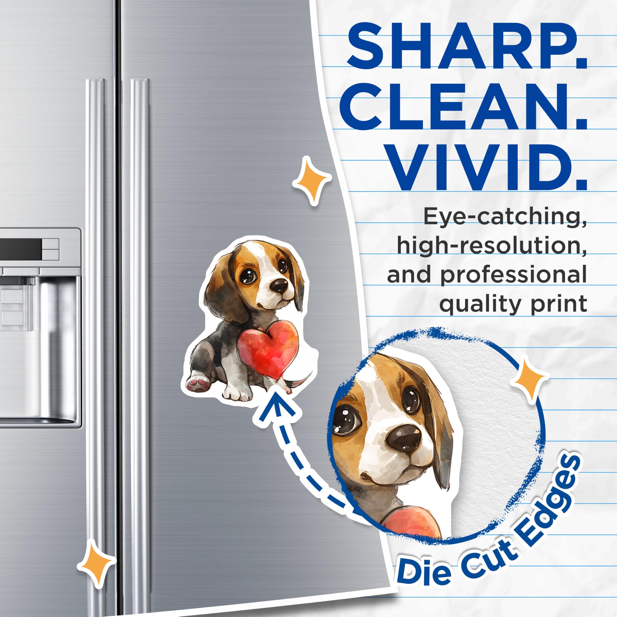(2 Pack) Beagle Puppy Magnets - Heart Dog Artwork - Refrigerator Decor - 5" On Longest Side - Premium Magnet - for Cars, Refrigerators, Toolboxes, Lockers - Made in USA - MAG16499