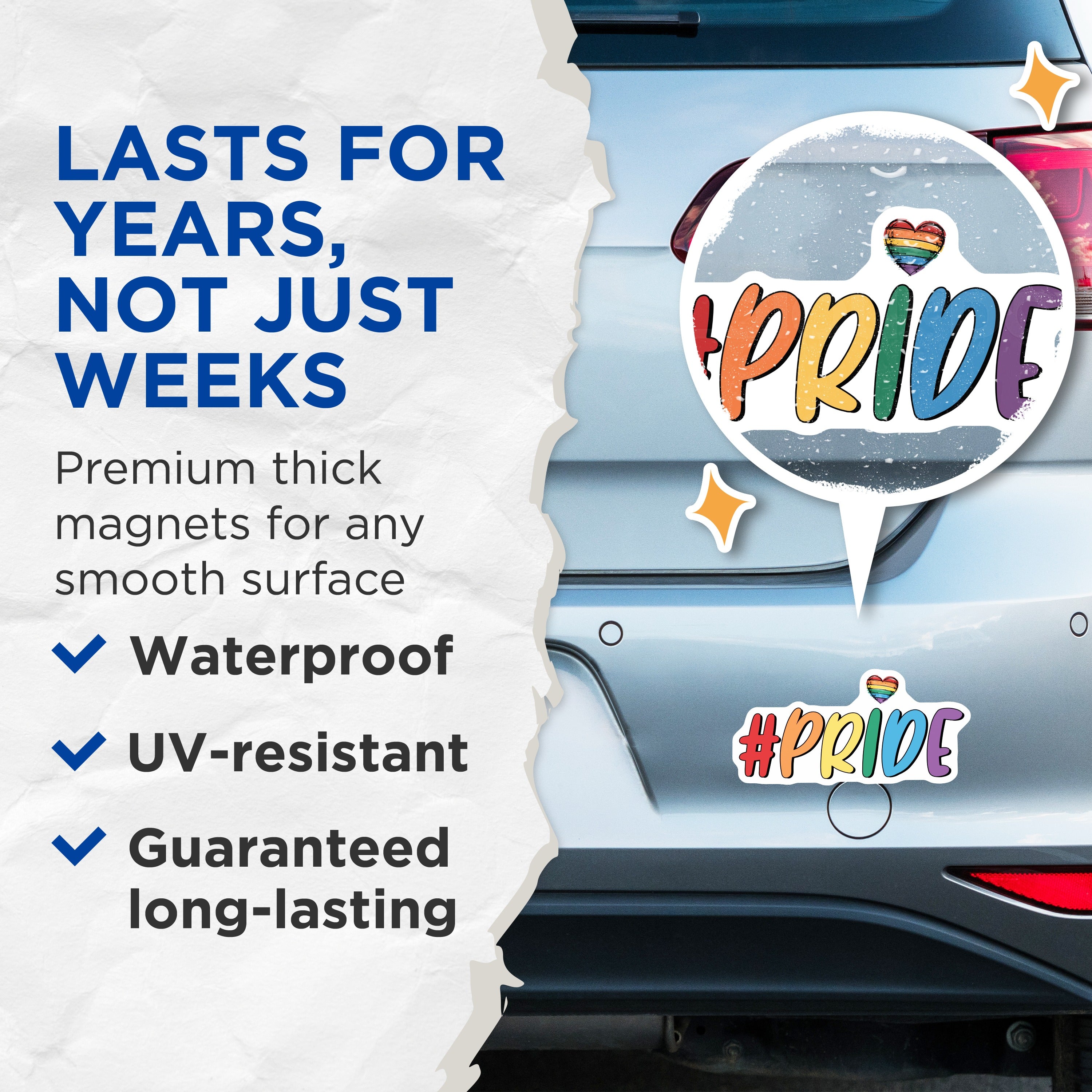 (2 Pack) Rainbow Pride Magnets - LGBTQ+ Ally Support - Queer Affirmation Decor - 5 Inches On Longest Side - Thick Durable Magnet - Made in USA - MAG39902