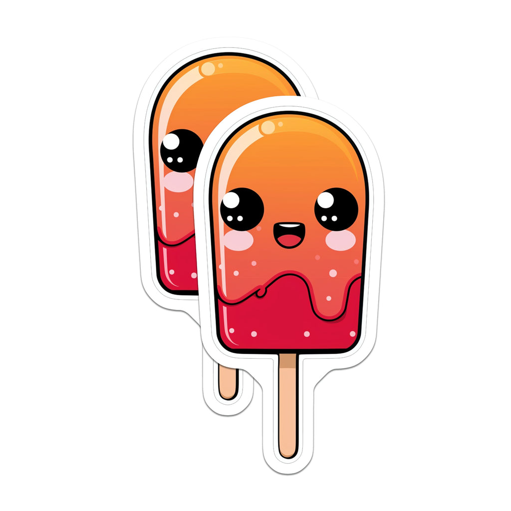 (2 Pack) Happy Popsicle Magnets - Kawaii Ice Pop Fridge Decor - Fun Summer Locker Magnet - 5 Inches On Longest Side - Thick Durable Magnet - Made in USA - MAG38813
