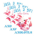 (3 Pack) Axolotl Decals - Just A Girl Who Loves Axolotls - Pink Salamander Decal - 3 Inches On Longest Side - Easy Peel & Apply - Made in USA - 3MCS6540