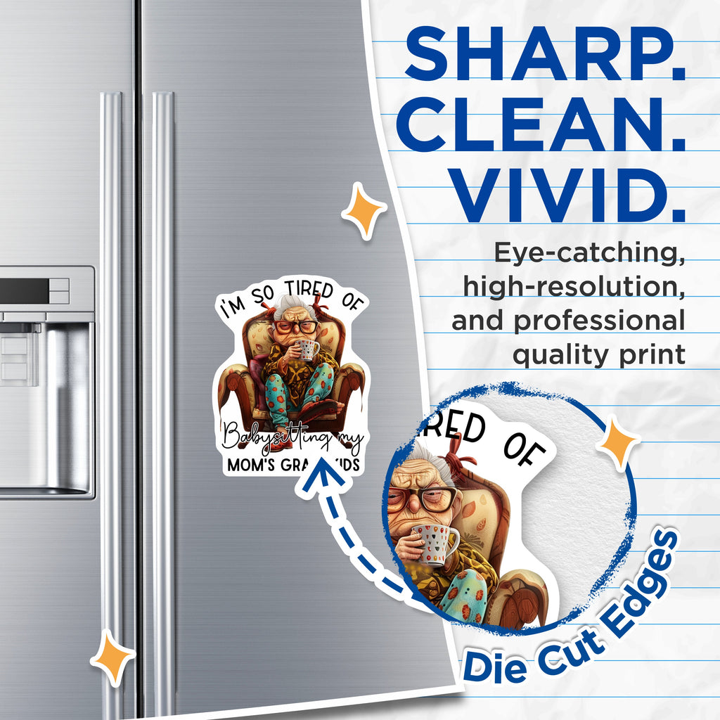 (2 Pack) Grumpy Grandma Magnets - Babysitting Humor - Grandparent Life Fridge Decor - 5 Inches On Longest Side - Thick Durable Magnet - Made in USA - MAG36067