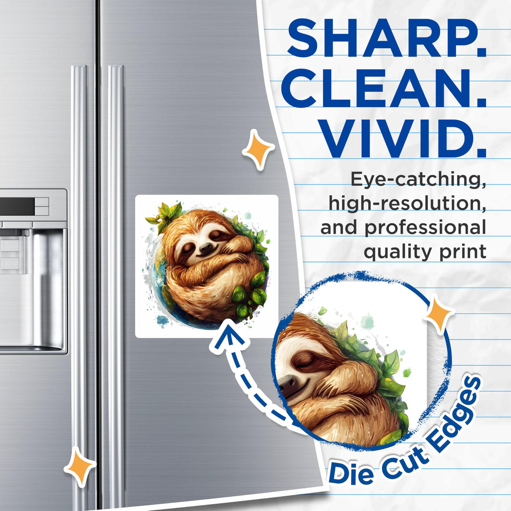 (2 Pack) Cute Sloth Magnets - Sleeping Animal Fridge Magnet - Earth Lover Decoration - 5 Inches On Longest Side - Thick Durable Magnet - Made in USA - MAG30093
