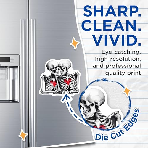 (2 Pack) Skeleton Couple Magnets - Skull Art - Romantic Skeletons - Gothic Skeleton Decor - Skeleton Love Design - 5" On Longest Side - for Cars, Fridges, Toolboxes - Made in USA - MAG6876