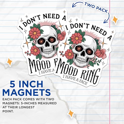 (2 Pack) Skull Mood Ring Magnet - Funny Skull - Mood Ring Joke Sticker Magnet - 5" On Longest Side - for Cars, Fridges, Toolboxes - Made in USA - MAG4092