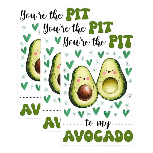 (3 Pack) Avocado Decals - Cute Fruit Sticker - Food Lover Decal - 3 Inches On Longest Side - Easy Peel & Apply - Made in USA - 3MCS7141
