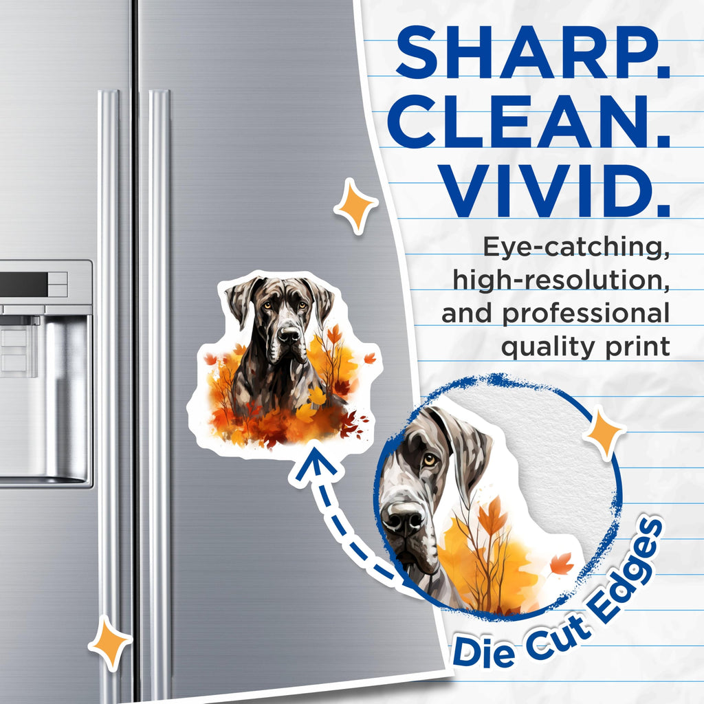 (2 Pack) Great Dane Magnets - Autumn Dog Decor - Dog Lover Fridge Accent - 5 Inches On Longest Side - Thick Durable Magnet - Made in USA - MAG30197