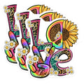 (3 Pack) Love Peace Sign Decals - Leopard Print - Sunflower Laptop Decal - 3 Inches On Longest Side - Easy Peel & Apply - Made in USA - 3MCS4957
