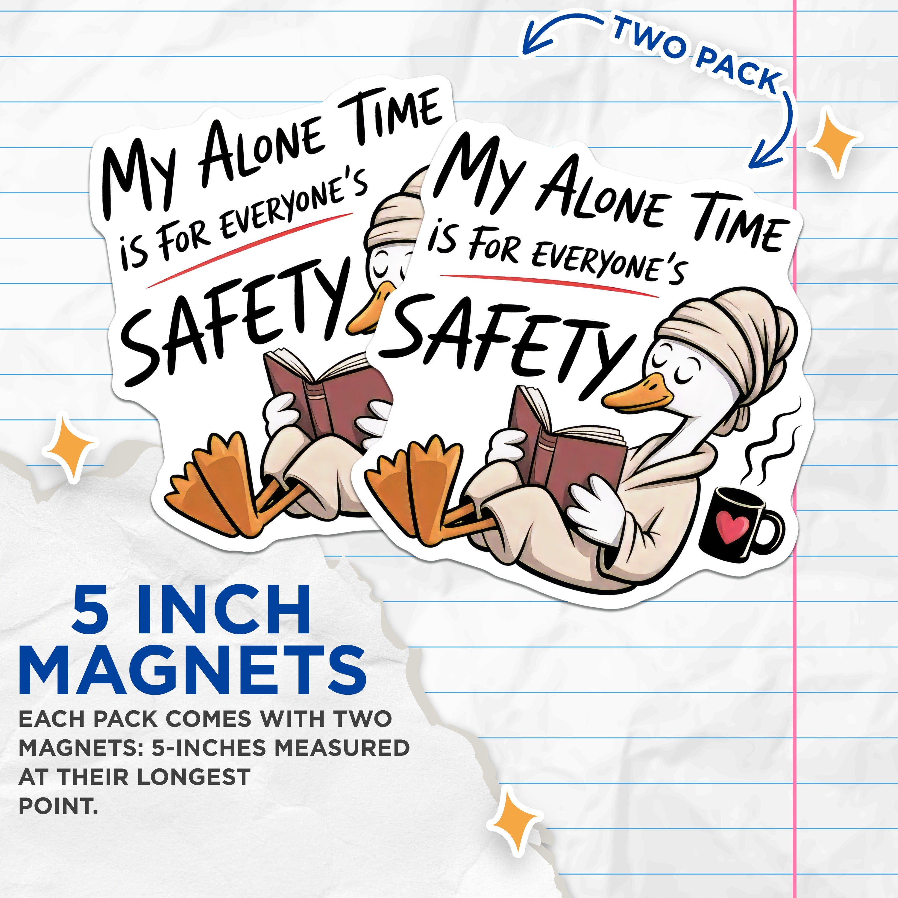 (2 Pack) Alone Time Magnets - Funny Introvert Quote - Self Care Humor Fridge Decor - 5 Inches On Longest Side - Thick Durable Magnet - Made in USA - MAG36880