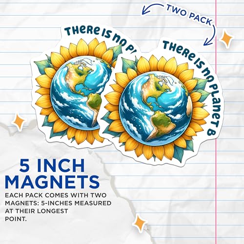 (2 Pack) Earth Day Decor Magnet - 5" On Longest Side - Sticks to Smooth Flat Surfaces - Made in USA - MAG9747