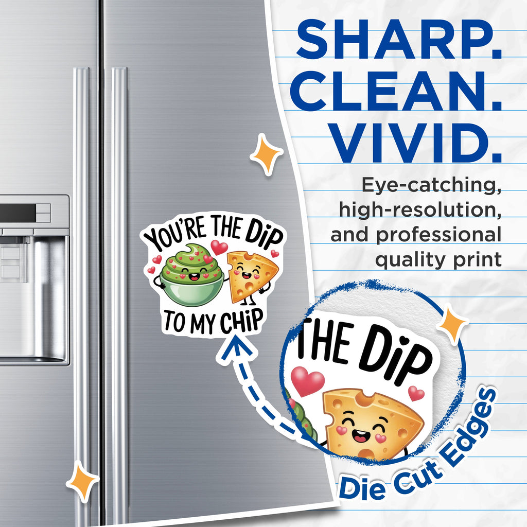 (2 Pack) You're The Dip to My Chip Magnets - Funny Food Pun - Couple Love Decor - Valentine's Day Fridge Magnets - 5 Inches On Longest Side - Thick Durable Magnet - Made in USA - MAG37937