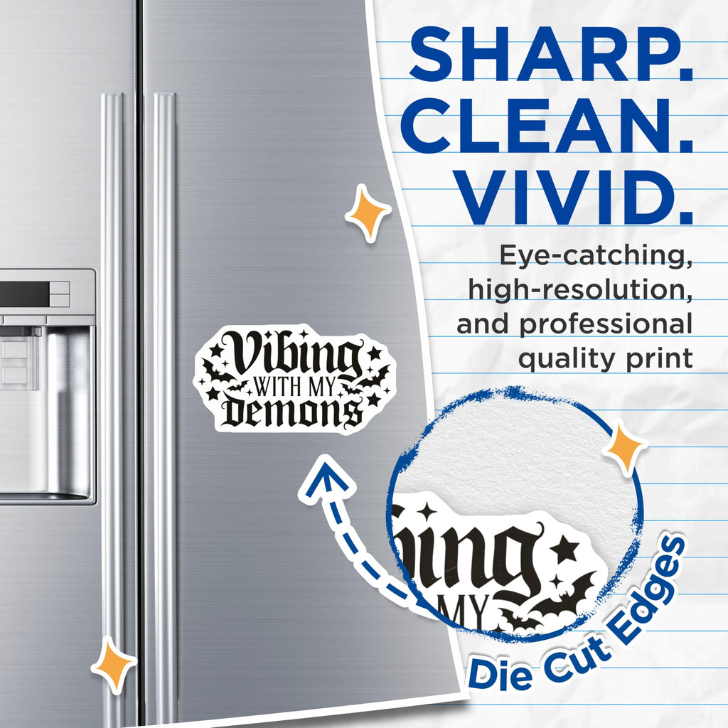 (2 Pack) Viking with My Demons Magnets - Gothic Bat Decor - Spooky Funny Sayings - Halloween Refrigerator Accent - 5 Inches On Longest Side - Thick Durable Magnet - Made in USA - MAG21436