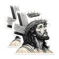 (2 Pack) Jesus Christ Stickers - Religious Stickers - Inspirational Stickers - 5" On Longest Side - Sticks to Smooth Flat Surfaces - Made in USA - BMCS5052