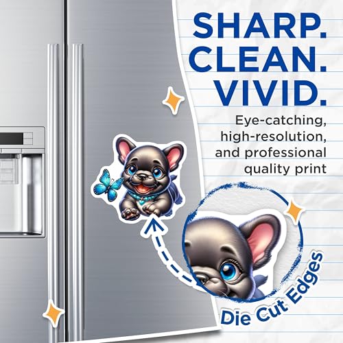 (2 Pack) Adorable Dog Magnet - Butterfly Design Decal Fridge Decor - 5" On Longest Side - Sticks to Smooth Flat Surfaces - Made in USA - MAG9604