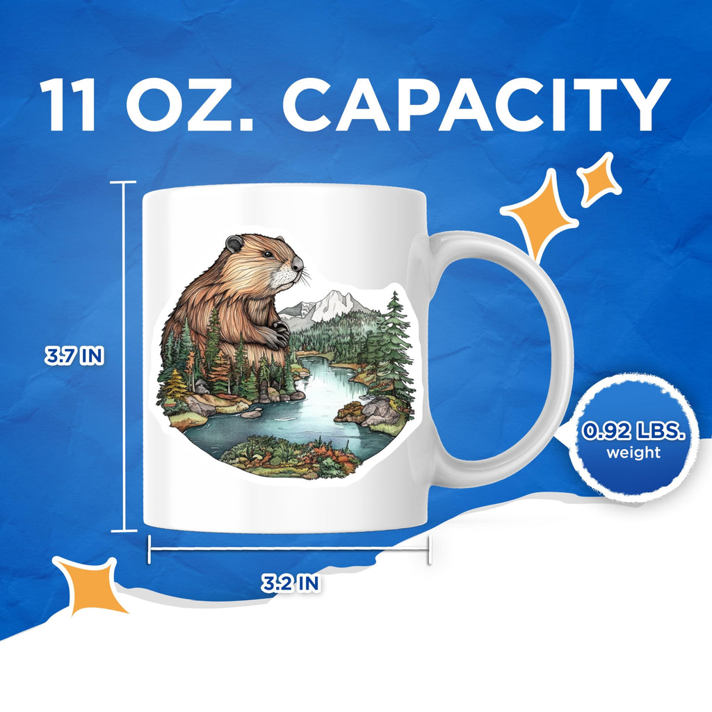 (2 Pack) Beaver Nature Magnets - Forest Lake Art - Wildlife Home Decor - 5" On Longest Side - Premium Magnet - for Cars, Refrigerators, Toolboxes, Lockers - Made in USA - MAG15058