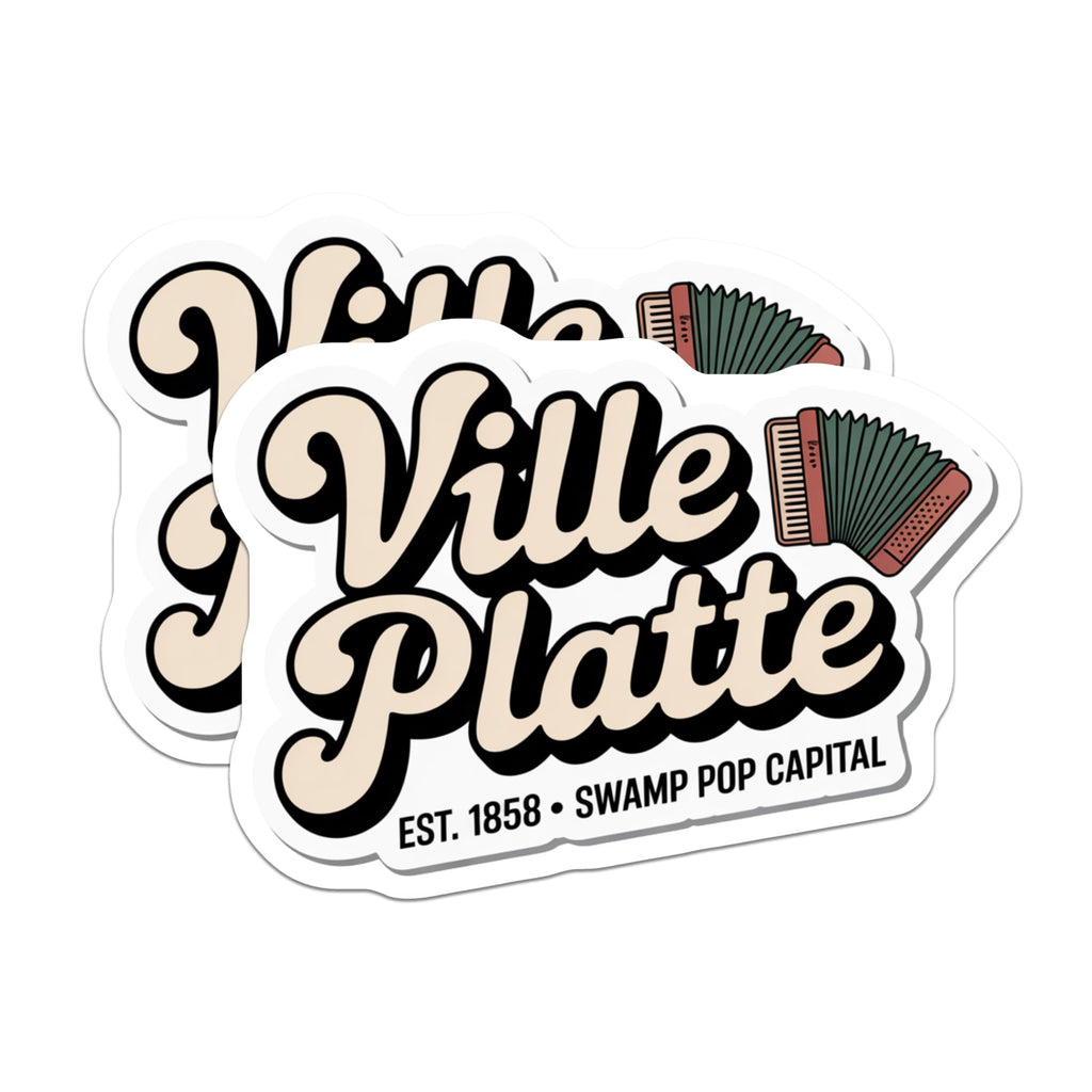 (2 Pack) Ville Platte Magnets - Accordion Music - Swamp Pop Capital Louisiana - 5" On Longest Side - Premium Magnet - for Cars, Refrigerators, Toolboxes, Lockers - Made in USA - MAG17609