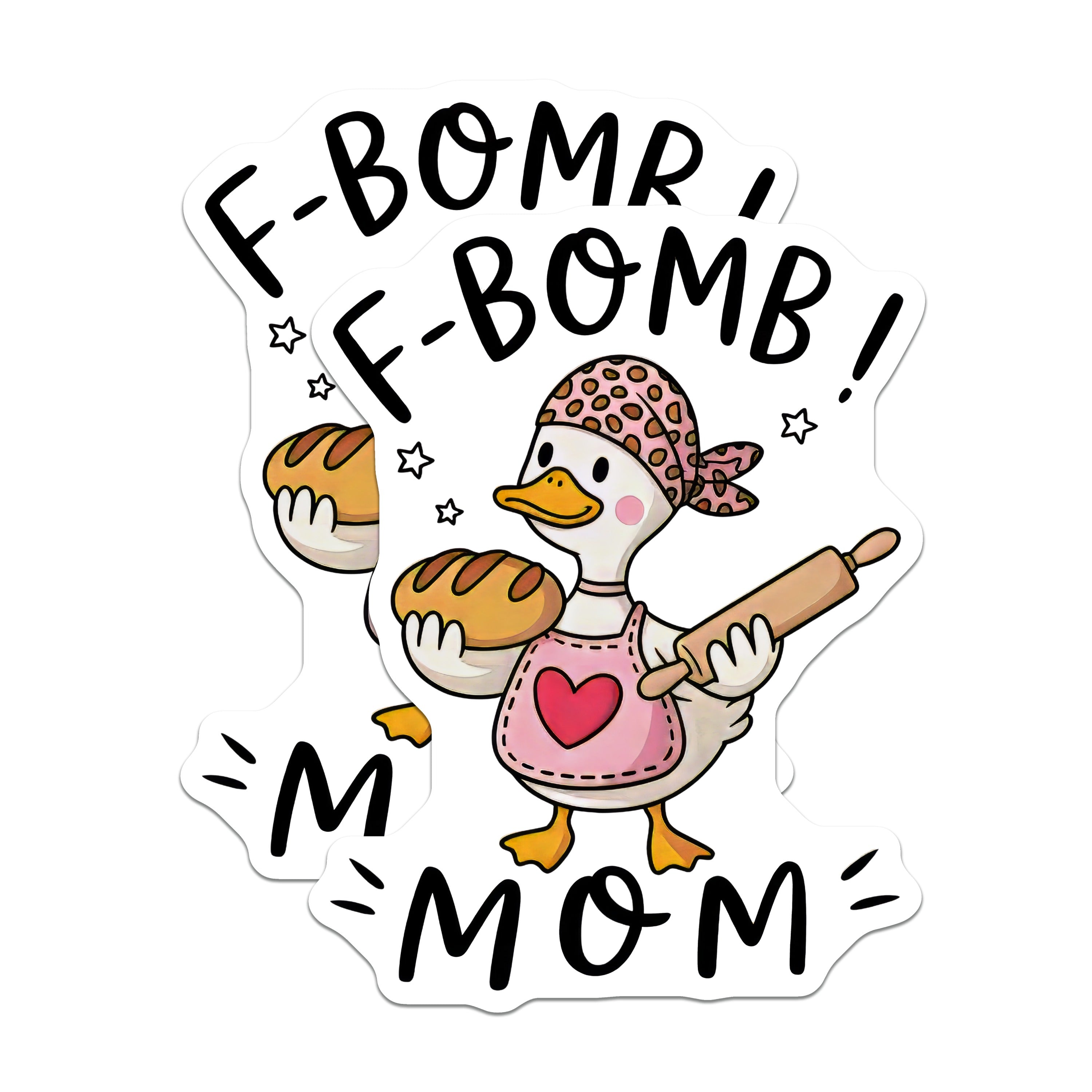 (2 Pack) F-Bomb Mom Magnets - Funny Baking Duck Design - Sarcastic Refrigerator Humor - 5 Inches On Longest Side - Thick Durable Magnet - Made in USA - MAG39094