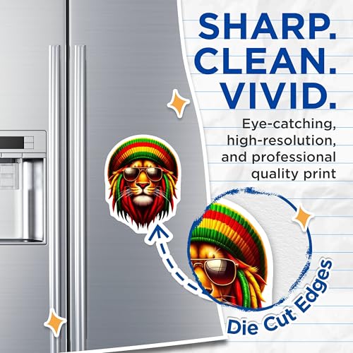 (2 Pack) Rasta Lion Magnets - Cool Reggae Animal - Unique Fridge - Jamaican Vibes - Colorful Lion Head - 5" On Longest Side - for Cars, Fridges, Toolboxes - Made in USA - MAG4385