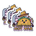 (3 Pack) Taco Decals - Make Tacos Not War - Laptop Decal - 3 Inches On Longest Side - Easy Peel & Apply - Made in USA - 3MCS0548