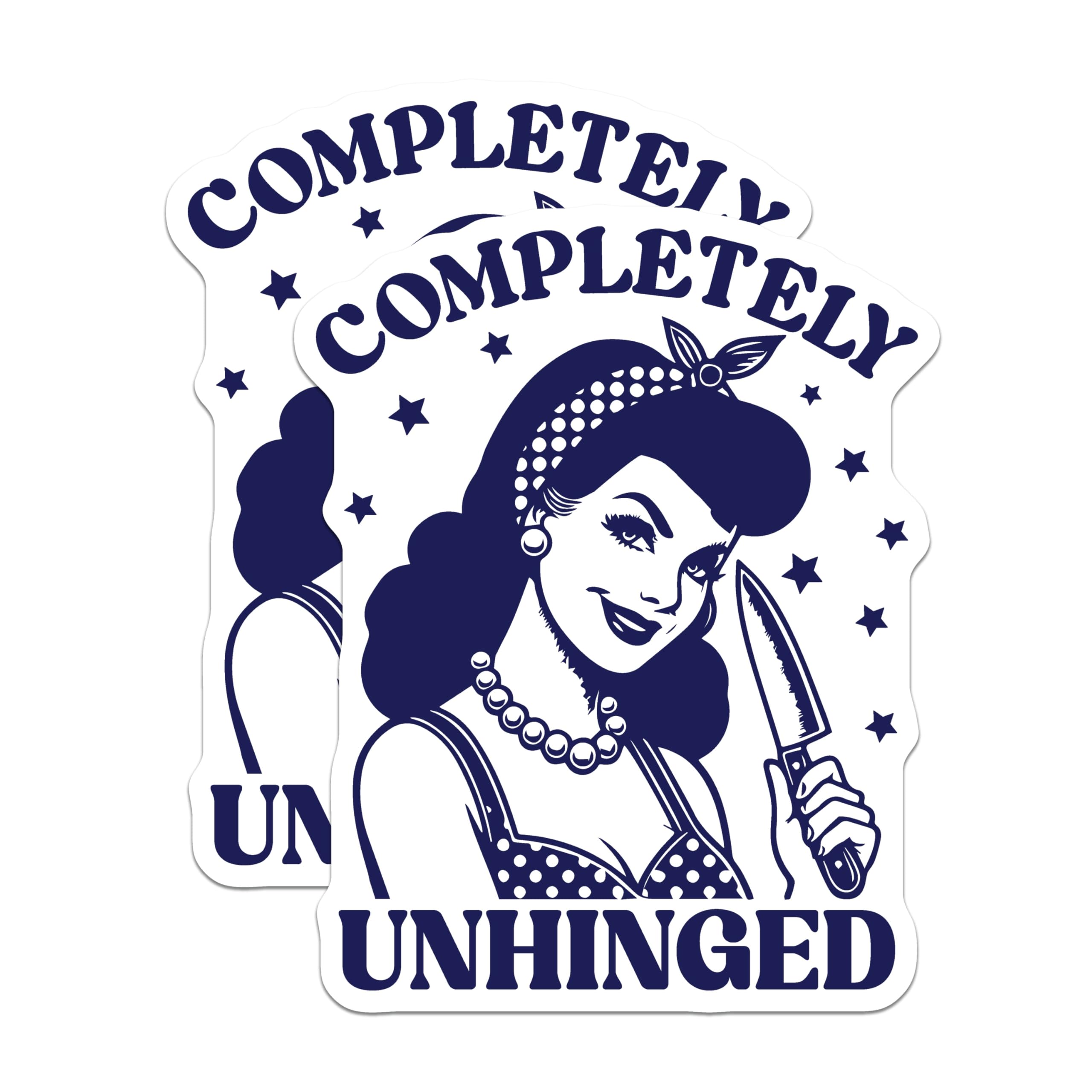 (2 Pack) Unhinged Woman Magnets - Retro Humor - Sarcastic Fridge Decorations - 5" On Longest Side - Premium Magnet - for Cars, Refrigerators, Toolboxes, Lockers - Made in USA - MAG14058