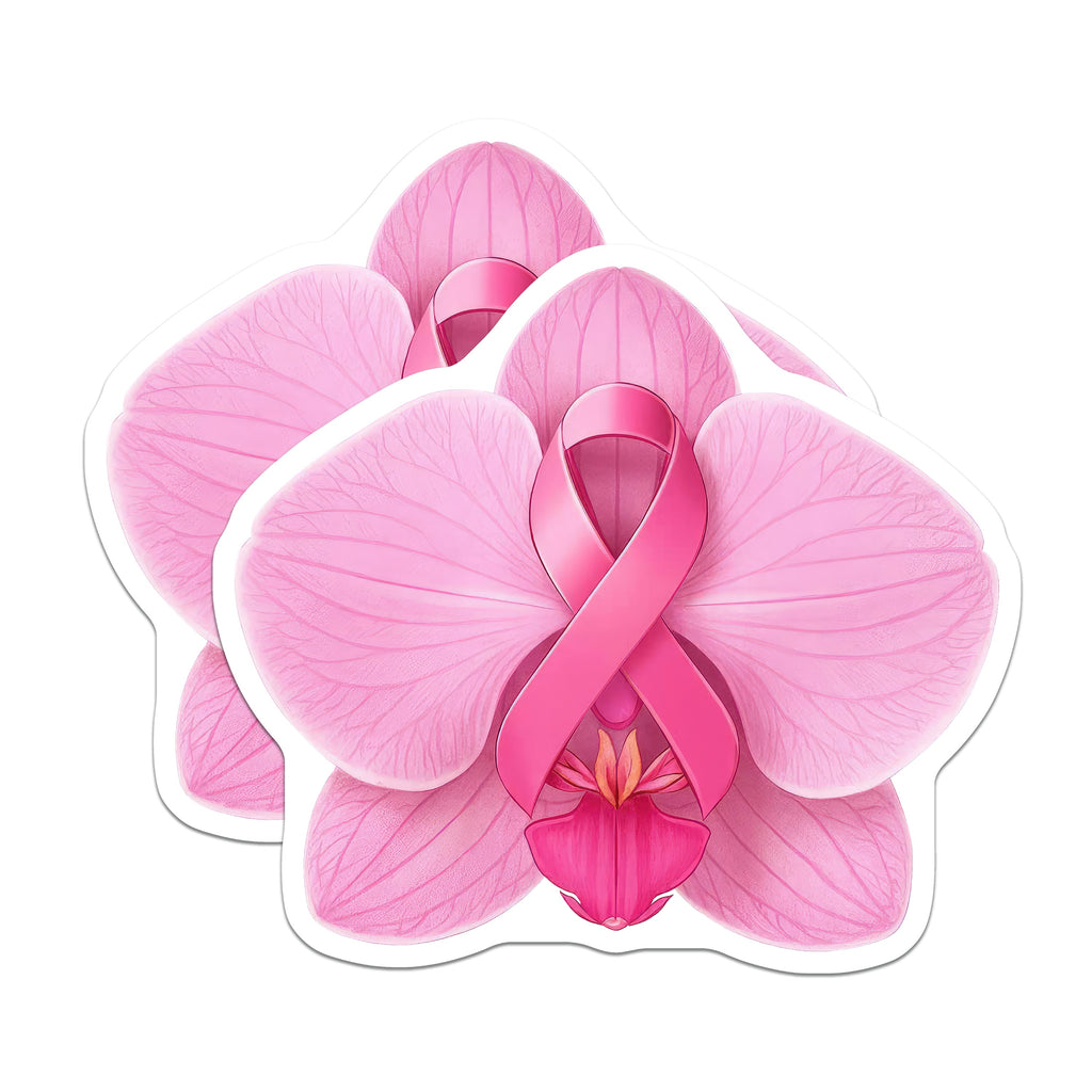 (2 Pack) Breast Cancer Awareness Magnets - Pink Ribbon Orchid Support - Survivor Hope Fighter Women's Health - 5 Inches On Longest Side - Thick Durable Magnet - Made in USA - MAG36246