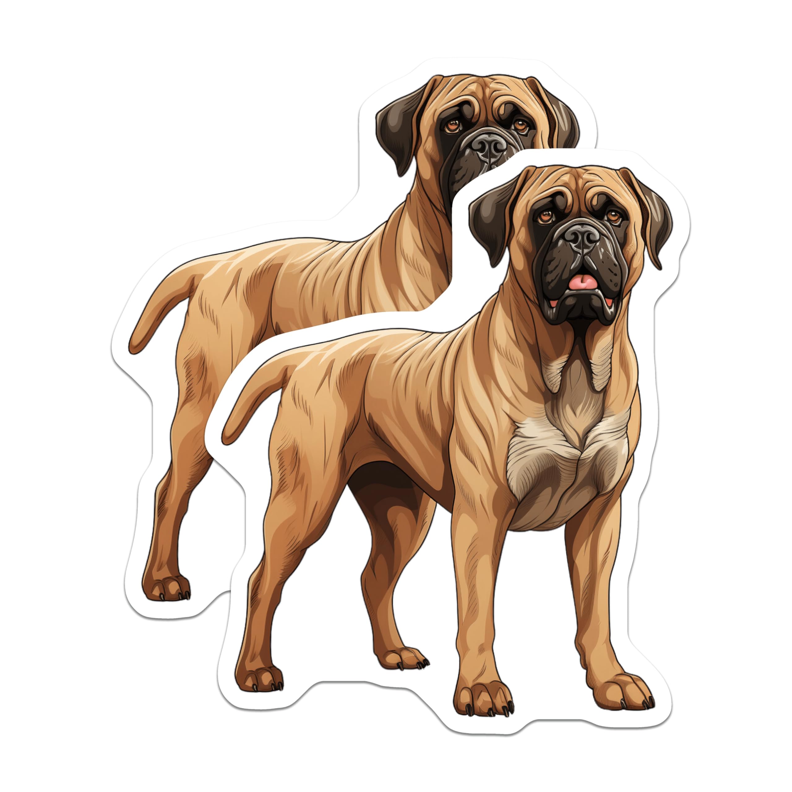 (2 Pack) Bullmastiff Magnets - Loyal Dog Breed Art - Dog Mom Pet Owner Refrigerator Decor - Canine Lover Home Accessory - 5 Inches On Longest Side - Thick Durable Magnet - Made in USA - MAG30183