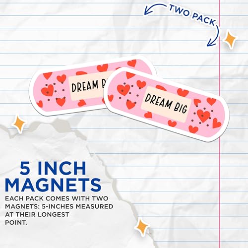 (2 Packs) Dream Big Bandage Magnets - Positive Inspiring Motivating Magnets - 5 Inches On Longest Side - Premium Magnet - for Fridges, Toolboxes, Cars - Made in USA - MAG2320