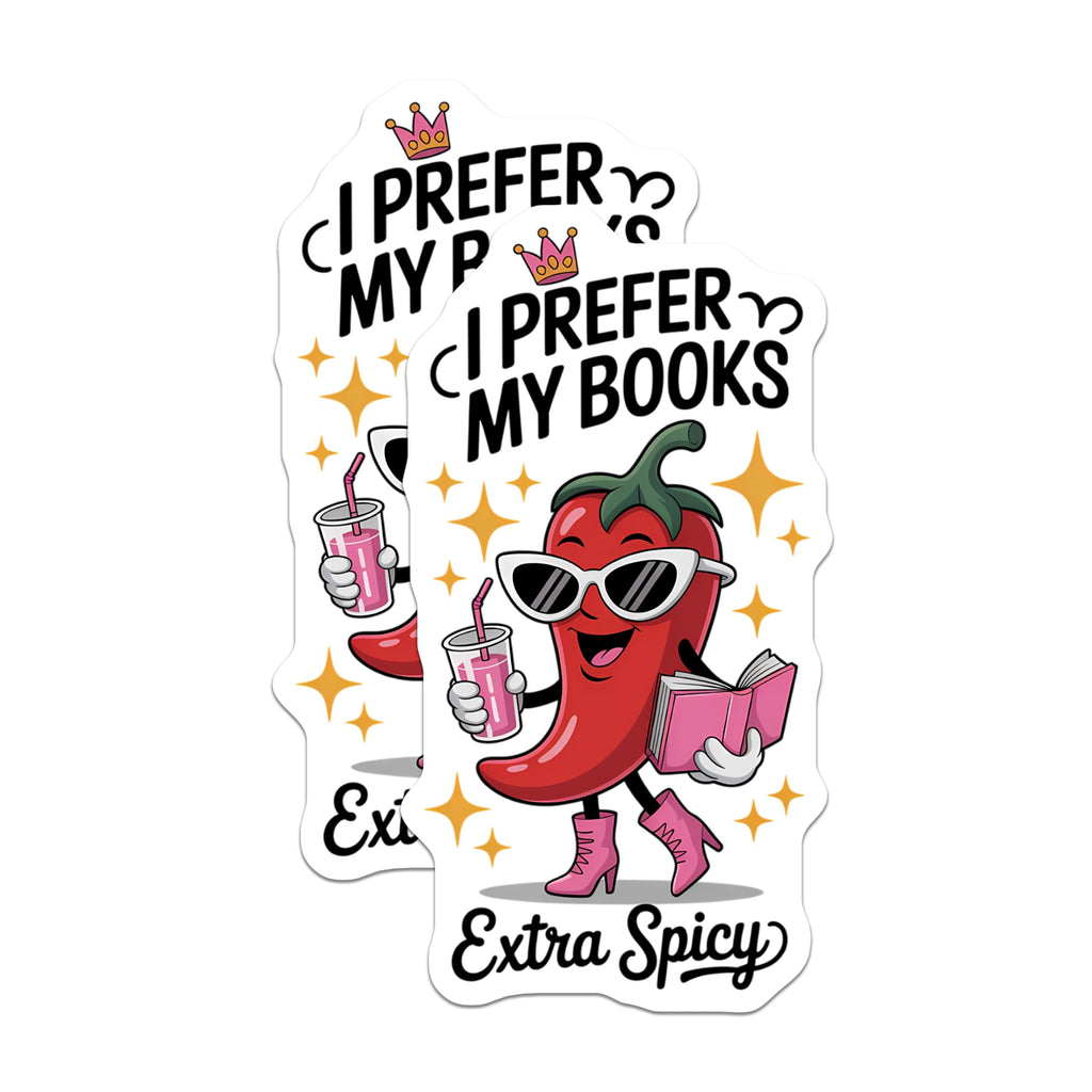 (2 Pack) Spicy Books Magnets - Chili Pepper Reader Decor - Humorous Literary Accent - Unique Kitchen Magnet - 5 Inches On Longest Side - Thick Durable Magnet - Made in USA - MAG20862