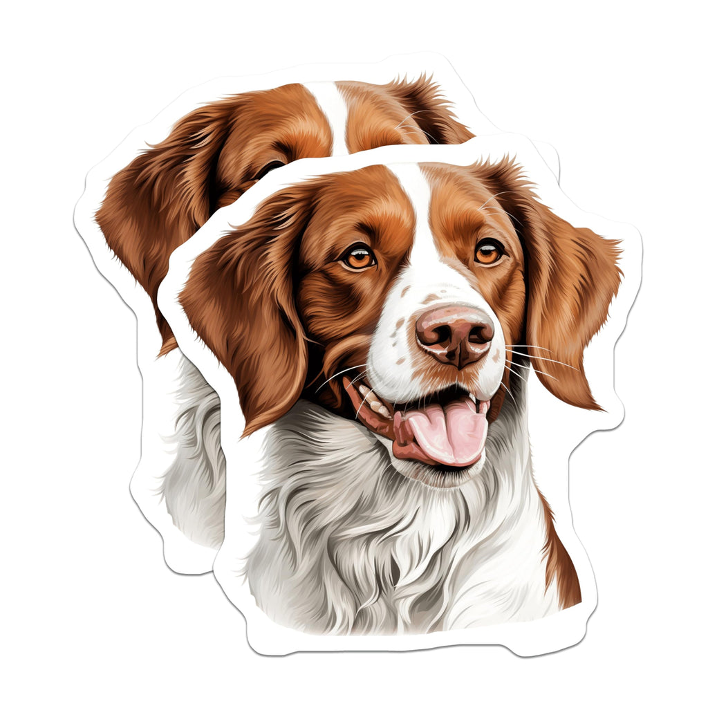 (2 Pack) Brittany Spaniel Magnets - Pet Dog Portrait Art - Happy Canine Refrigerator Decor - Animal Lover Collection - 5 Inches On Longest Side - Thick Durable Magnet - Made in USA - MAG24121