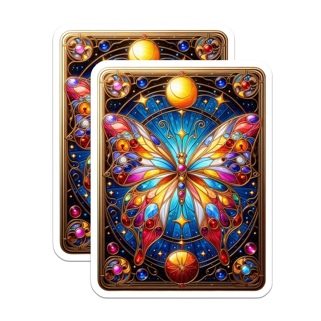 (2 Pack) Stained Glass Butterfly Magnets - Vibrant Celestial Artwork - Mystical Insect Decor - Intricate Glass Design - 5 Inches On Longest Side - Thick Durable Magnet - Made in USA - MAG21327