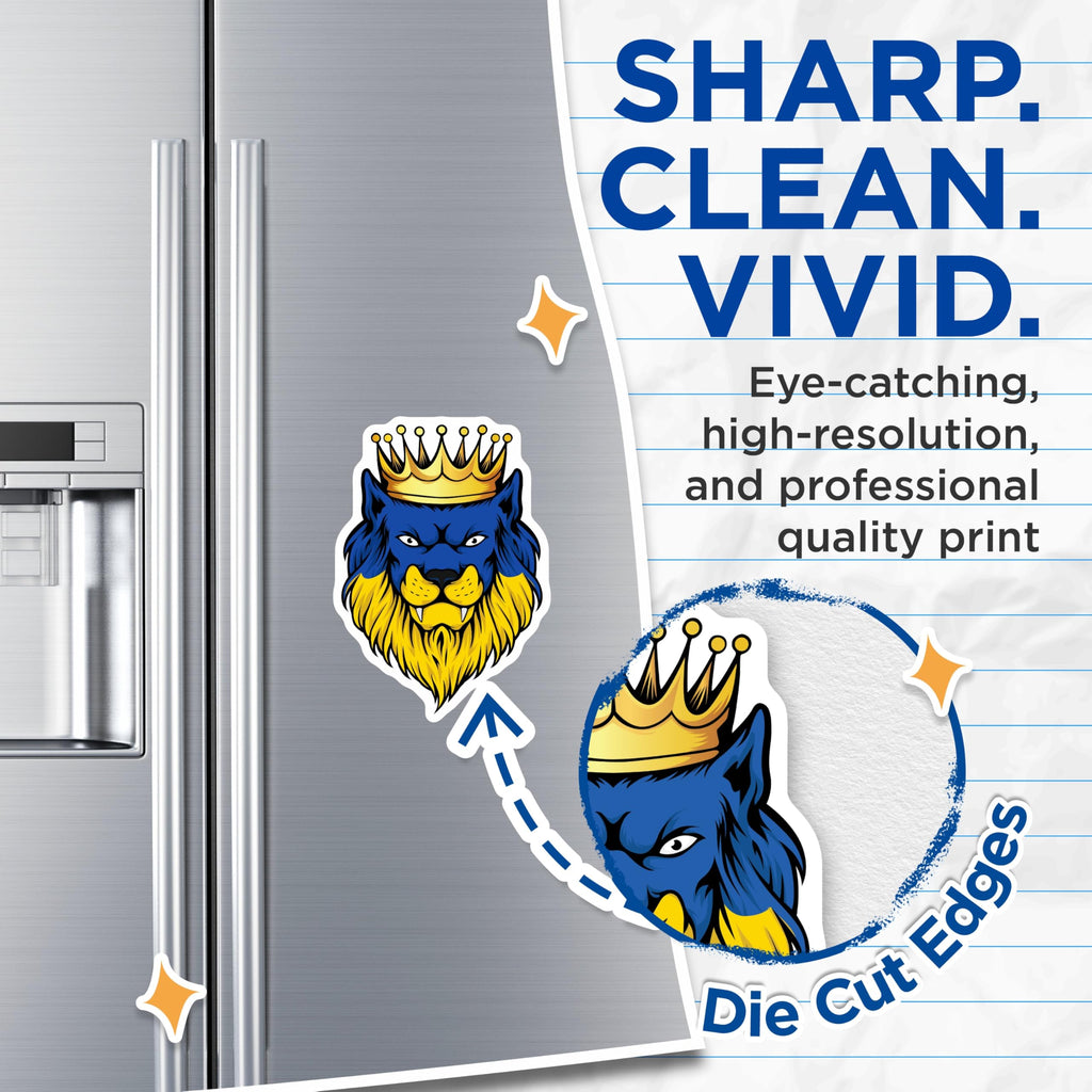 (2 Pack) Lion King Magnets - Crowned Lion Art - Majestic Beast Decor - 5" On Longest Side - Premium Magnet - for Cars, Refrigerators, Toolboxes, Lockers - Made in USA - MAG18014