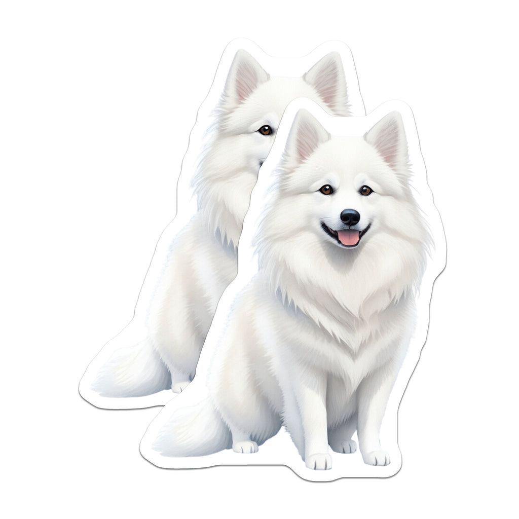 (2 Pack) Samoyed Dog Magnets - White Fluffy Canine Accent - Happy Pet Lover Decor - Refrigerator Sticker for Dog Owners - 5 Inches On Longest Side - Thick Durable Magnet - Made in USA - MAG37712