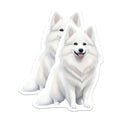(2 Pack) Samoyed Dog Magnets - White Fluffy Canine Accent - Happy Pet Lover Decor - Refrigerator Sticker for Dog Owners - 5 Inches On Longest Side - Thick Durable Magnet - Made in USA - MAG37712