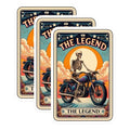 (3 Pack) Skeleton Biker Decals - Motorcycle Legend - Cool Laptop Stickers - 3 Inches On Longest Side - Easy Peel & Apply - Made in USA - 3MCS4213
