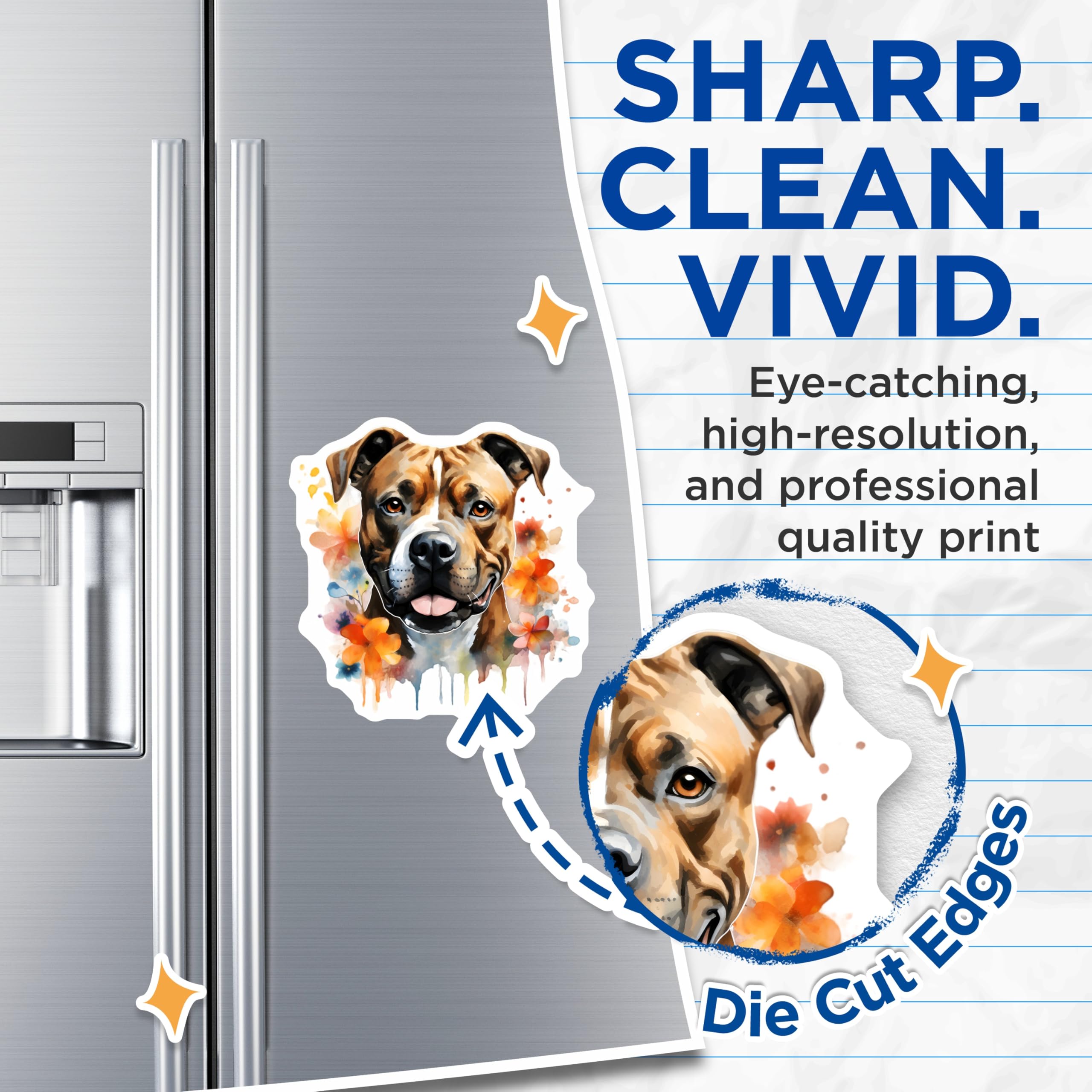 (2 Pack) American Staffordshire Terrier Magnets - Watercolor Pitbull Dog Lover - Happy Staffy Floral Art - 5 Inches On Longest Side - Thick Durable Magnet - Made in USA - MAG27506