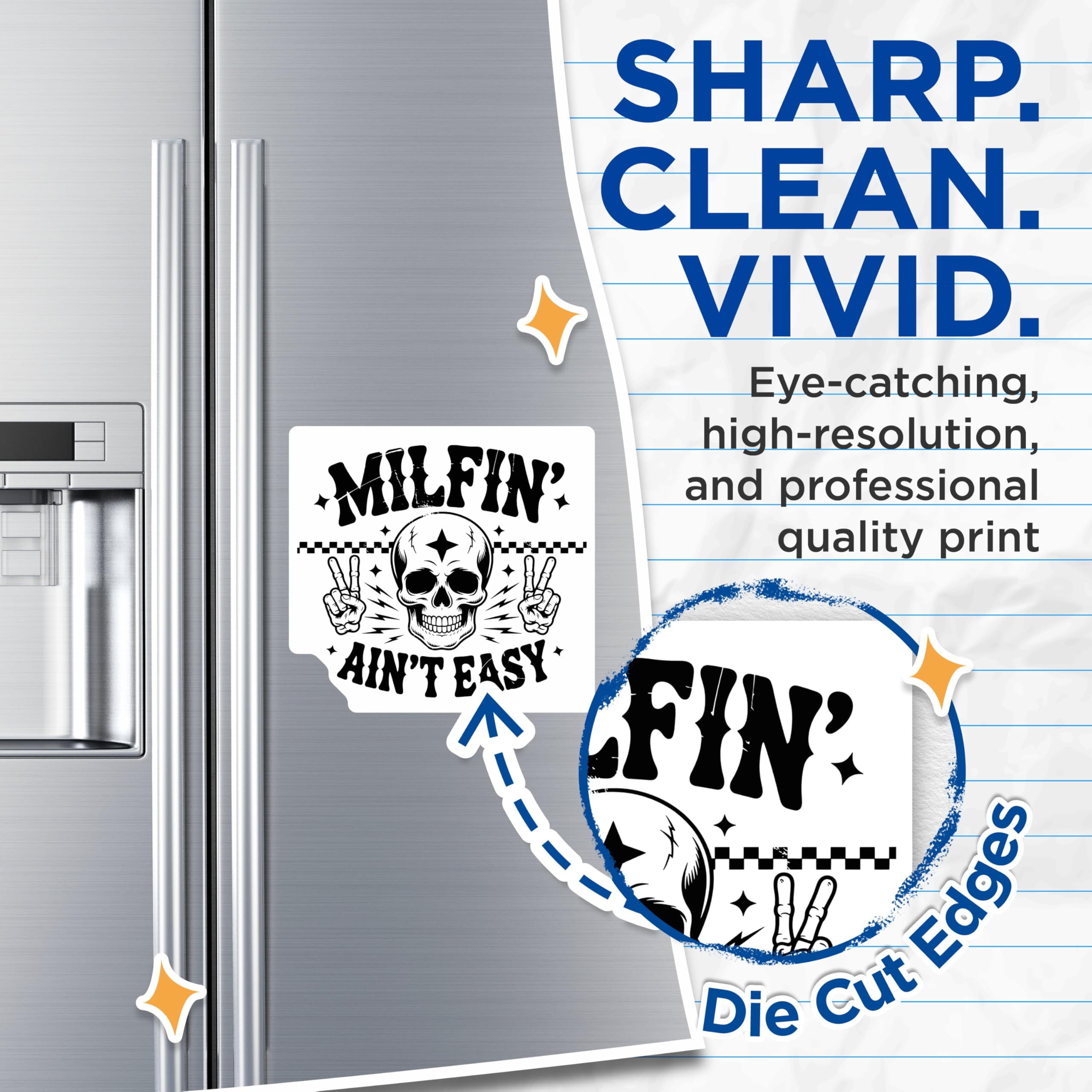 (2 Pack) MILFIN Aint Easy Magnets - Funny Skeleton Decor - Offensive Humor Fridge Magnets - 5" On Longest Side - Premium Magnet - for Cars, Refrigerators, Toolboxes, Lockers - Made in USA - MAG14828