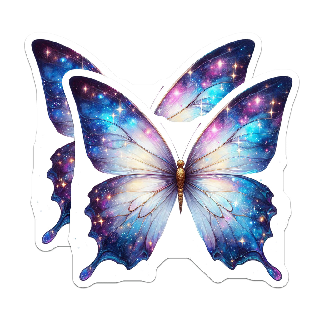(2 Pack) Galaxy Butterfly Magnets - Celestial Space Decor - Whimsical Fridge Art - 5 Inches On Longest Side - Thick Durable Magnet - Made in USA - MAG38845