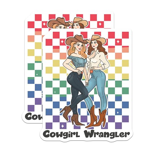 (2 Pack) Cowgirl Wrangler Stickers - Female Cowboys Artwork - Colorful Western Illustration - 5" On Longest Side - Sticks to Smooth Flat Surfaces - Made in USA - BMCS6856