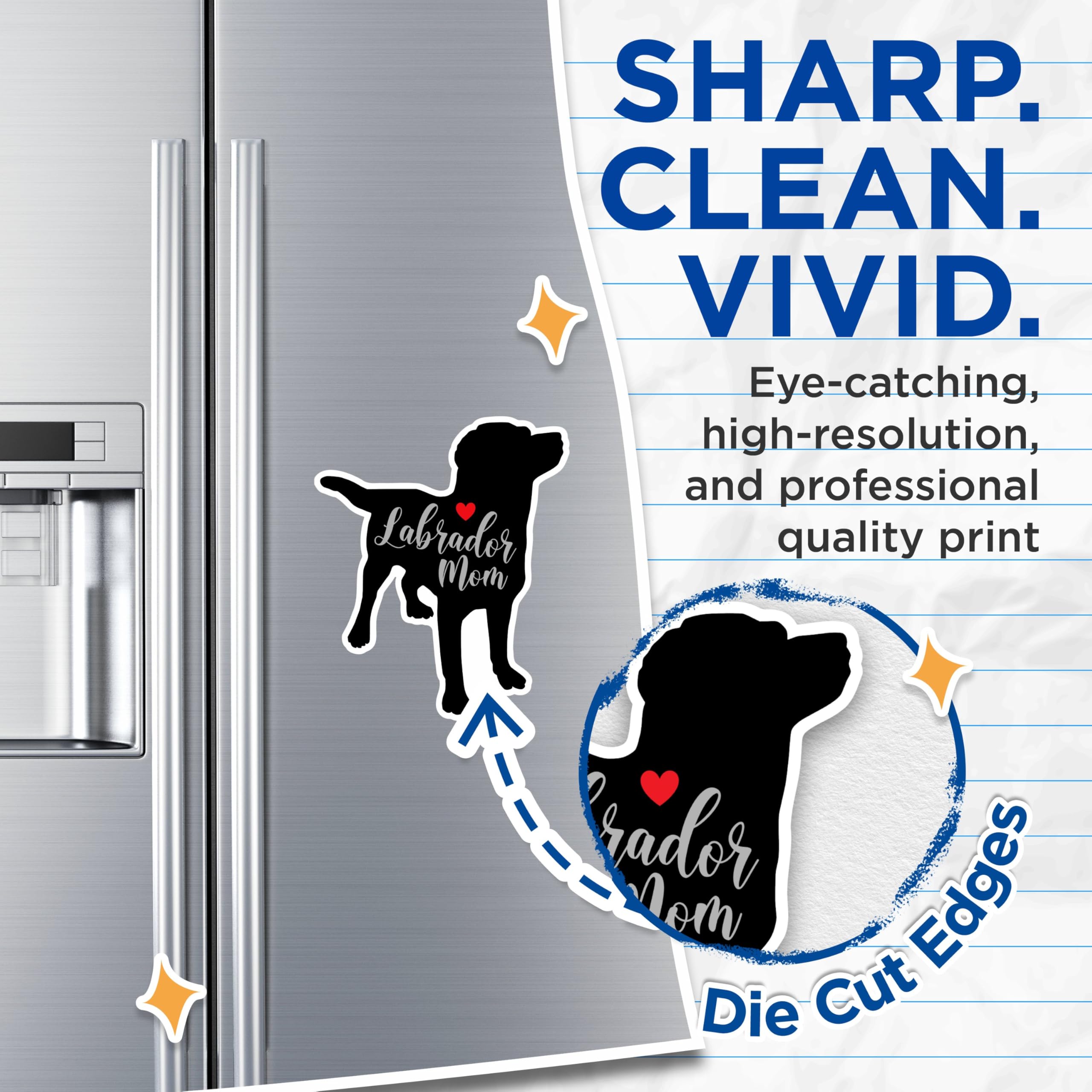 (2 Packs) Labrador Mom Magnets - Cute Dog Mom Labrador Dog Breed Magnets - 5 Inches On Longest Side - Premium Magnet - for Fridges, Toolboxes, Cars - Made in USA - MAG2493