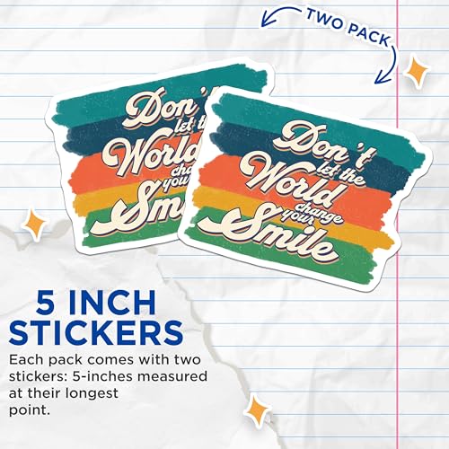 (2 Pack) Inspirational Quote Stickers - Motivational Message Stickers - Positive Vibes Decal - 5" On Longest Side - Sticks to Any Smooth Flat Surface - Made in USA - BMCS3217