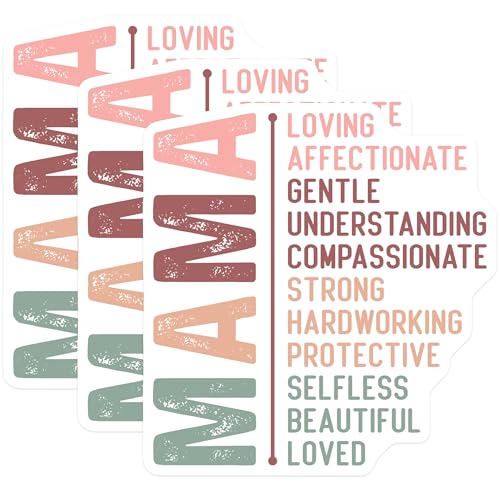 (3 Pack) Mama Words Decals - Loving Affectionate - Laptop Decals - 3 Inches On Longest Side - Easy Peel & Apply - Made in USA - 3MCS6023