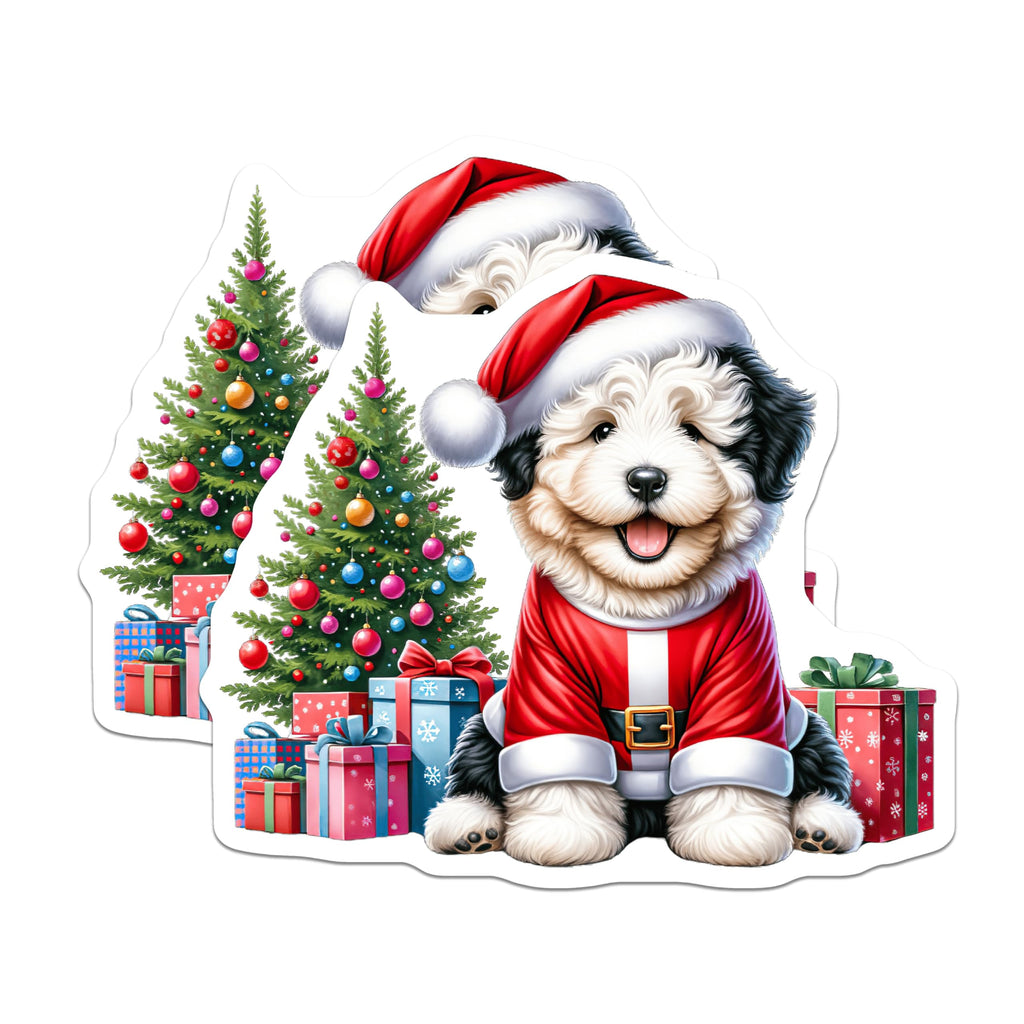 (2 Pack) Santa Dog Magnets - Christmas Puppy Decor - Holiday Refrigerator Art for Dog Lovers - 5 Inches On Longest Side - Thick Durable Magnet - Made in USA - MAG25101