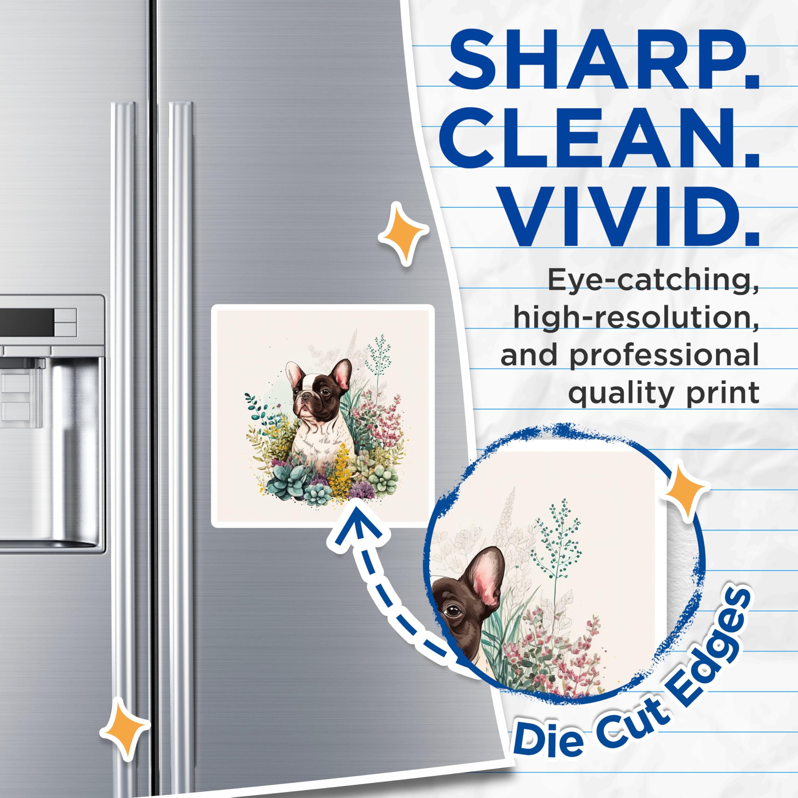 (2 Pack) French Bulldog Magnets - Dog Lover Fridge Magnets - Cute Animal Home Decor - 5" On Longest Side - Premium Magnet - for Cars, Refrigerators, Toolboxes, Lockers - Made in USA - MAG14952