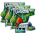 (3 Pack) Vermont Decals - Travel Souvenir - Covered Bridge Art - 3 Inches On Longest Side - Easy Peel & Apply - Made in USA - 3MCS0165