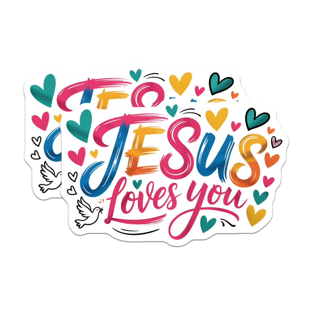 (2 Pack) Jesus Loves You Magnets - Christian Faith Decor - Religious Inspiration Item - 5 Inches On Longest Side - Thick Durable Magnet - Made in USA - MAG30306