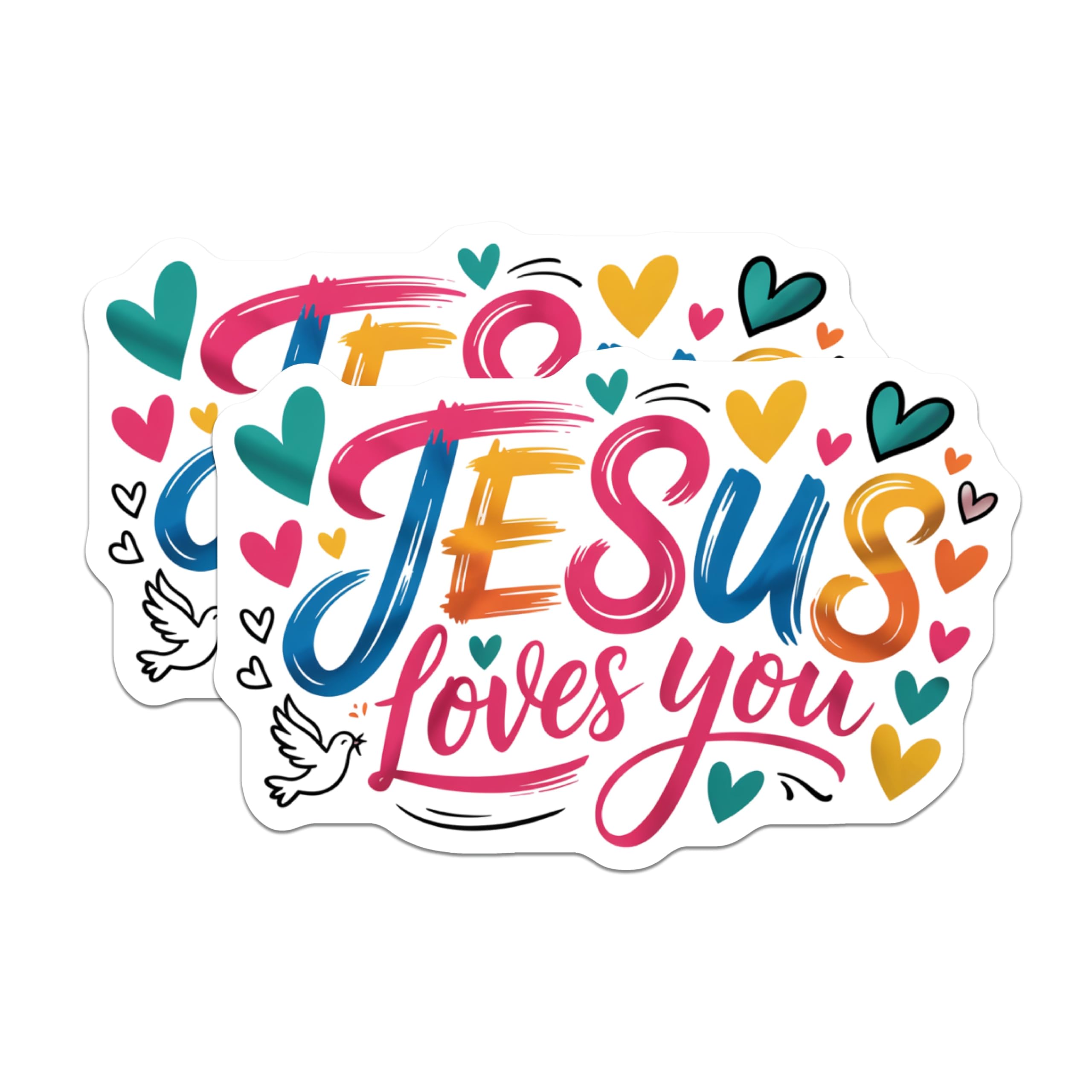(2 Pack) Jesus Loves You Magnets - Christian Faith Decor - Religious Inspiration Item - 5 Inches On Longest Side - Thick Durable Magnet - Made in USA - MAG30306